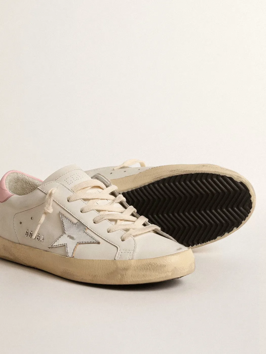 Golden Goose - Sneakers Super-Star - Blanc/Argent/Rose
