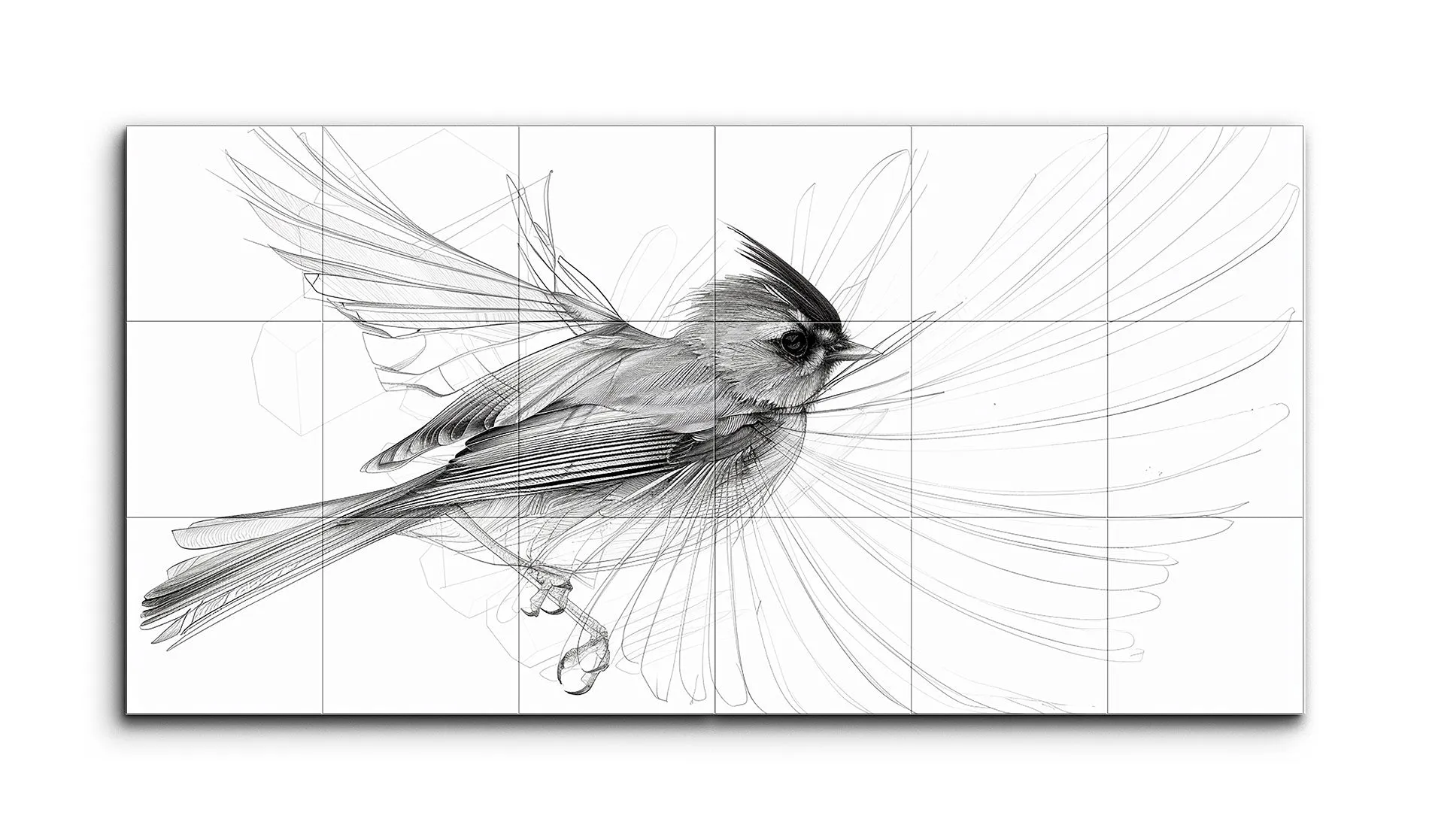 Graceful Bird in Flight: Timeless Black & White Sketch