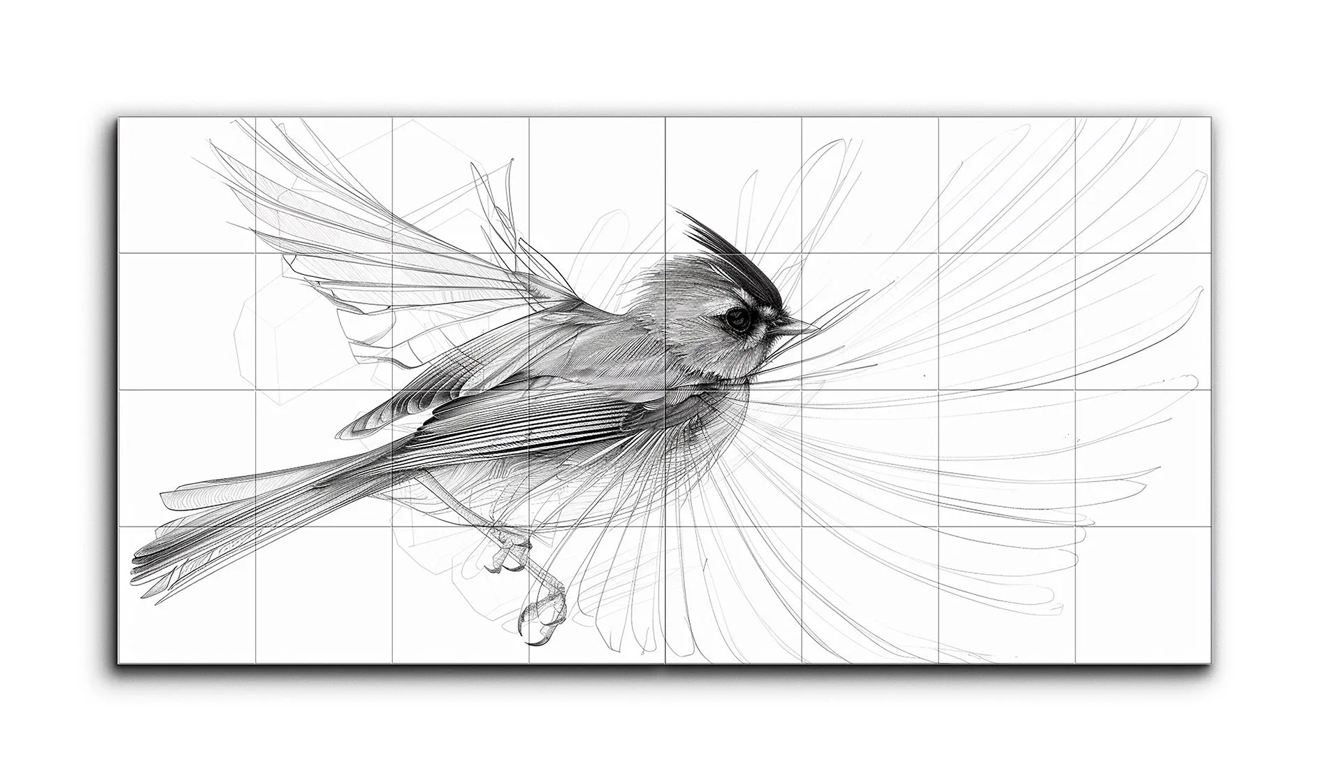 Graceful Bird in Flight: Timeless Black & White Sketch