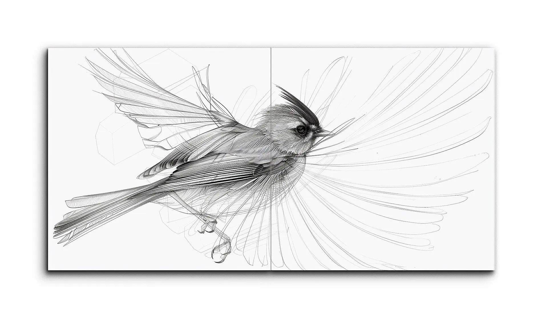 Graceful Bird in Flight: Timeless Black & White Sketch