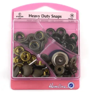 Hemline Heavy Duty Snaps With Tool Antique - 15mm - Set of 12