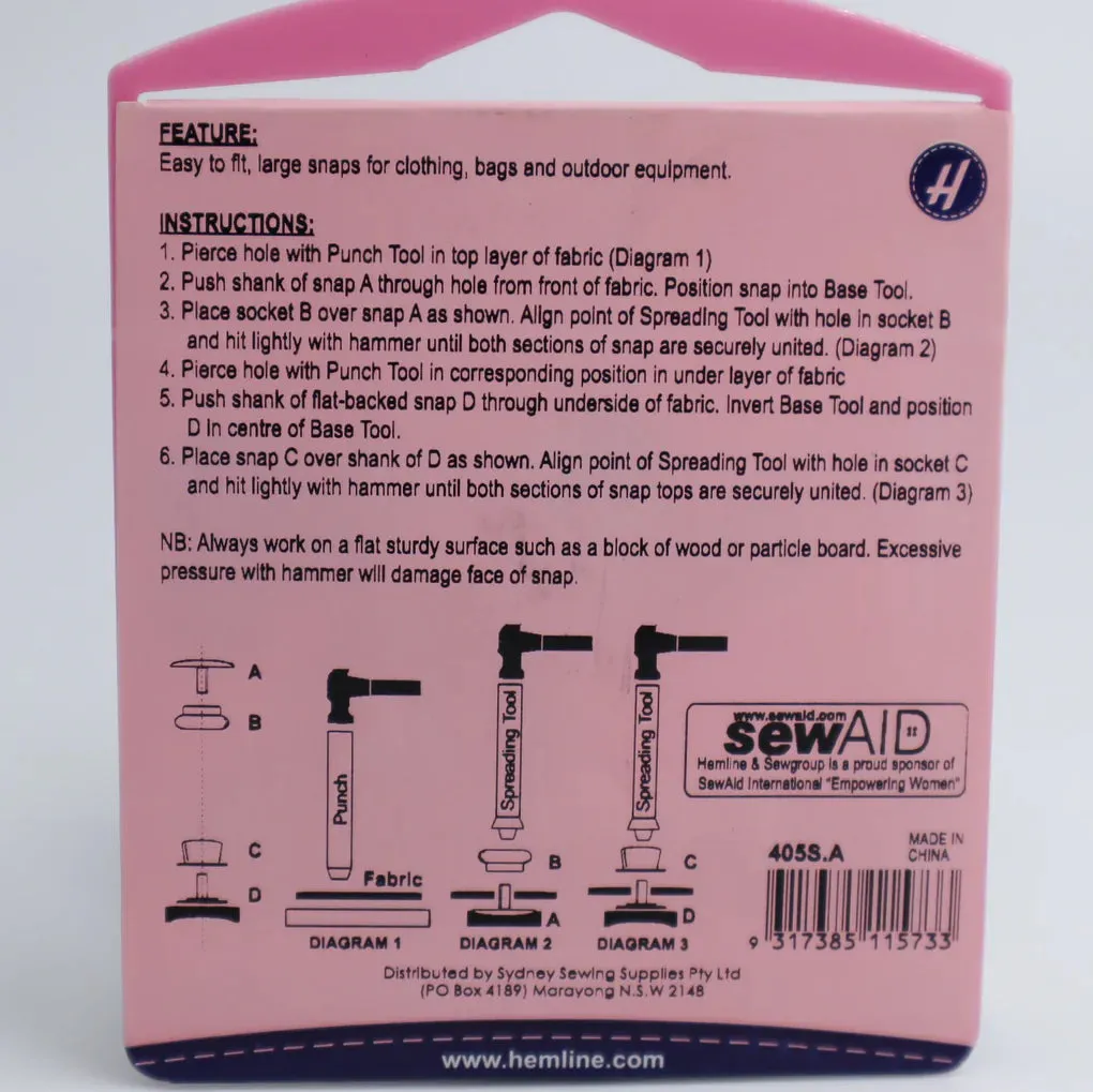 Hemline Heavy Duty Snaps With Tool Antique - 15mm - Set of 12