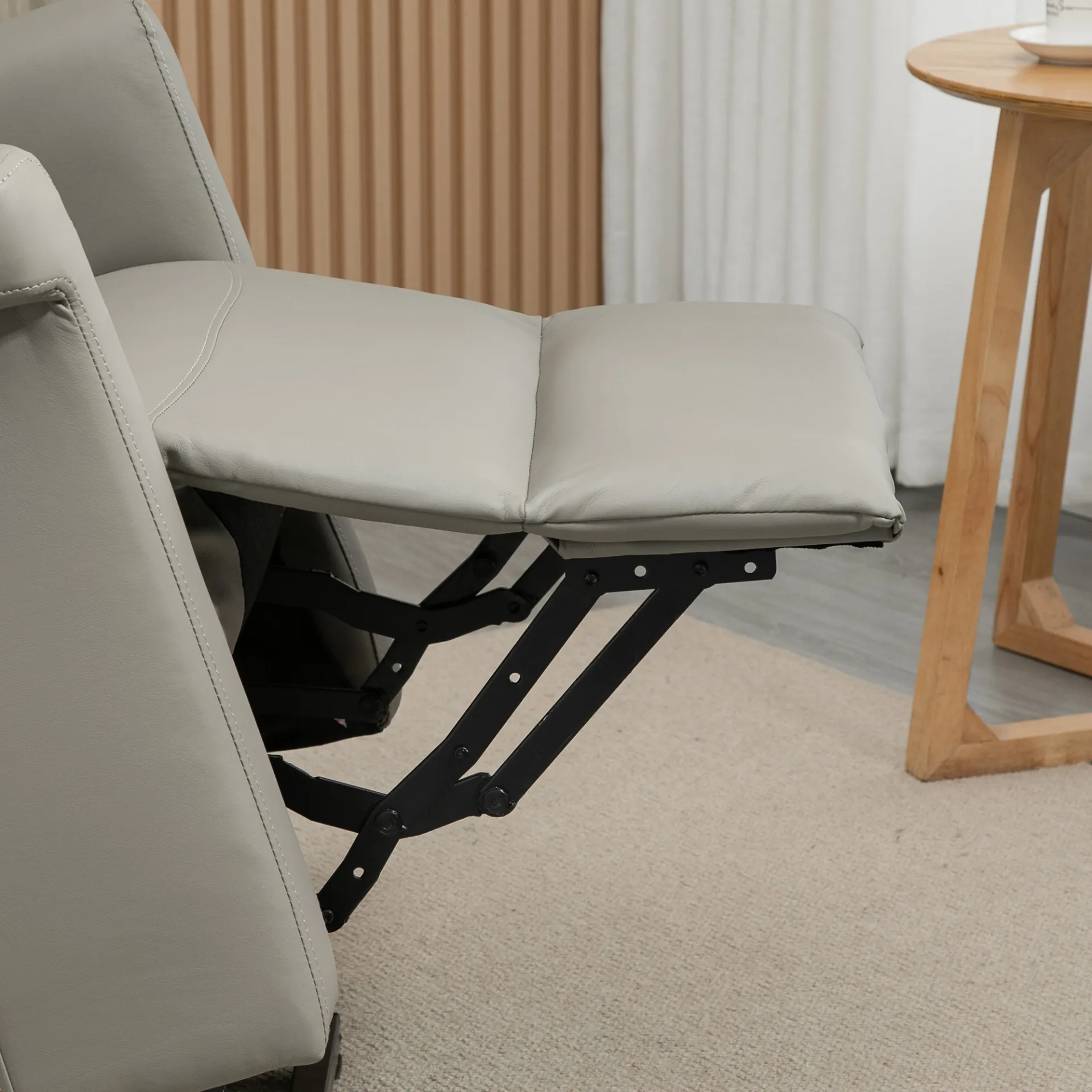 HOMCOM Power Lift Chair - Grey PU Leather Recliner Sofa for Elderly with Remote Control and Side Pocket