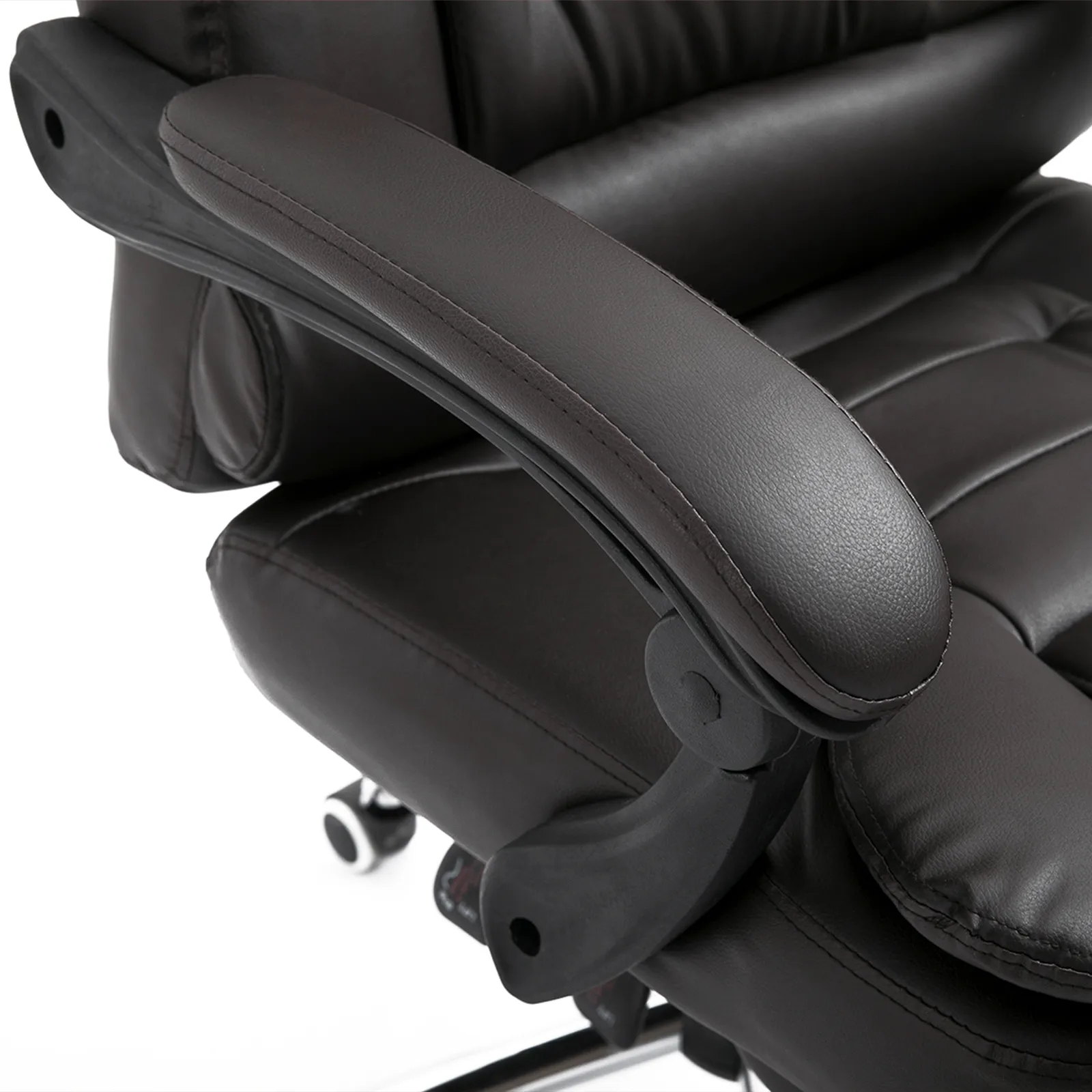 HOMCOM PU Leather Executive Office Chair | High Back, Swivel, Adjustable Height, Retractable Footrest, Reclining Function, Brown