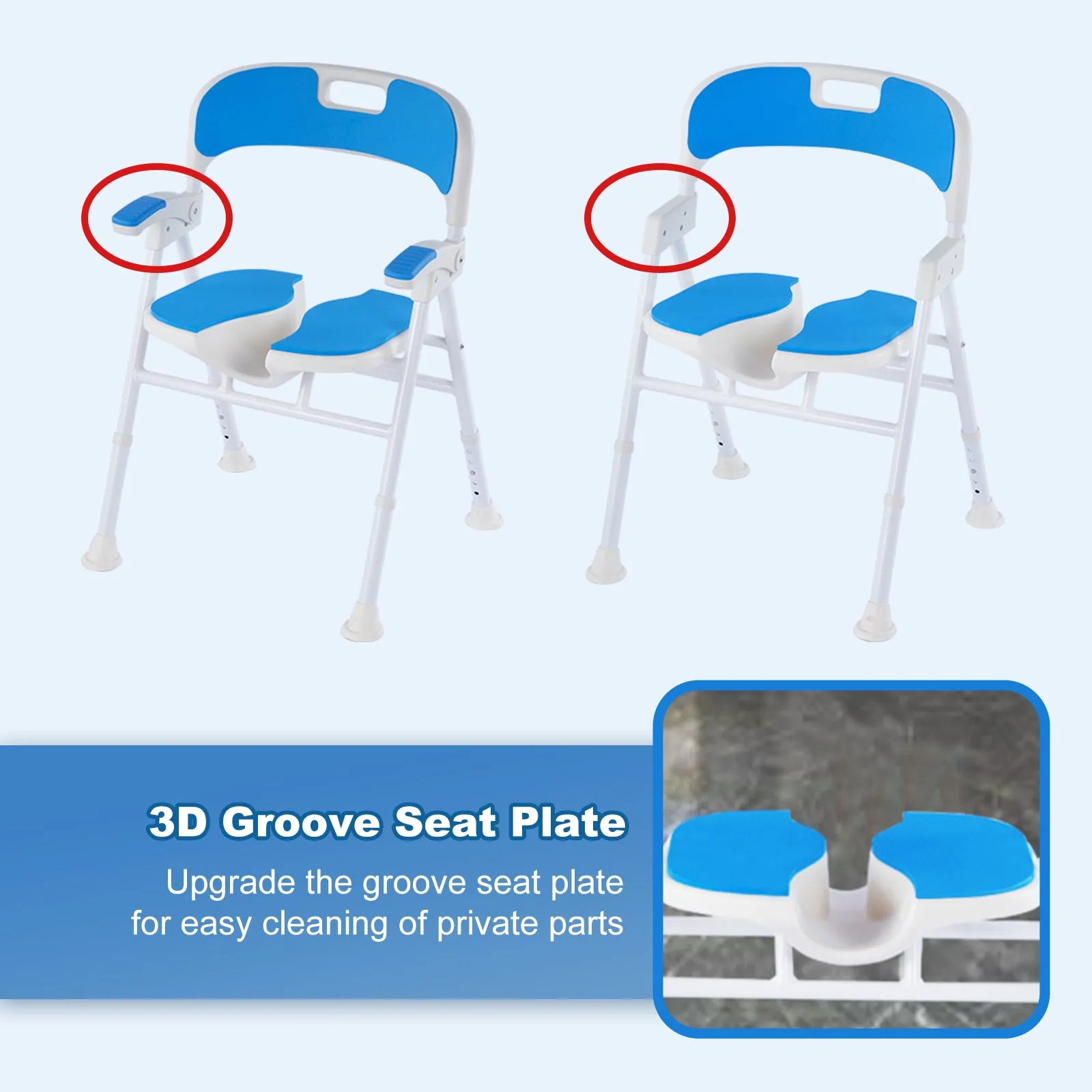Instant-Fold Shower Chair w/ Adjustable Height & EVA Cushion