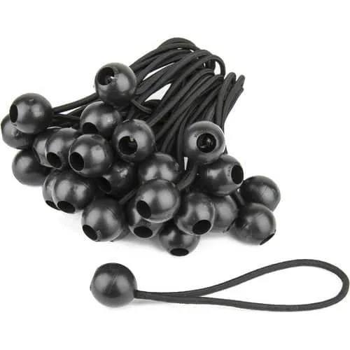 KUPO BG-4506 15cm Heavy Duty Black Ball Bungees Pack Of 50