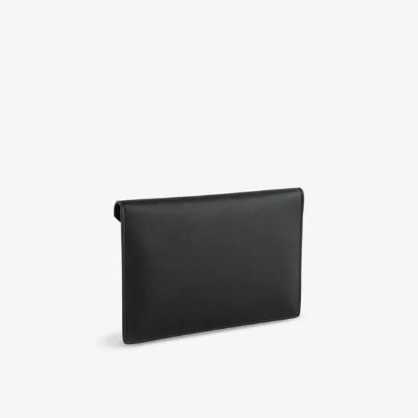 Leather envelope clutch with Vivienne Westwood logo plaque, black
