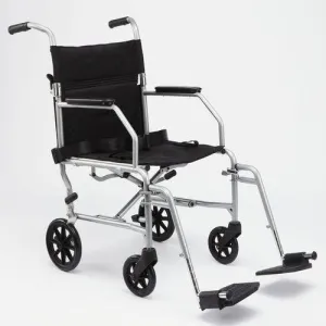 Medline Steel Transport Chair 19 Inch with Permanent FullLength Arms and Swing Away Foot Rest