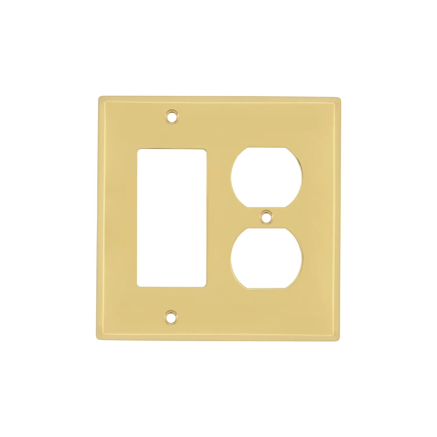 New York Switch Plate with Rocker and Outlet in Polished Brass