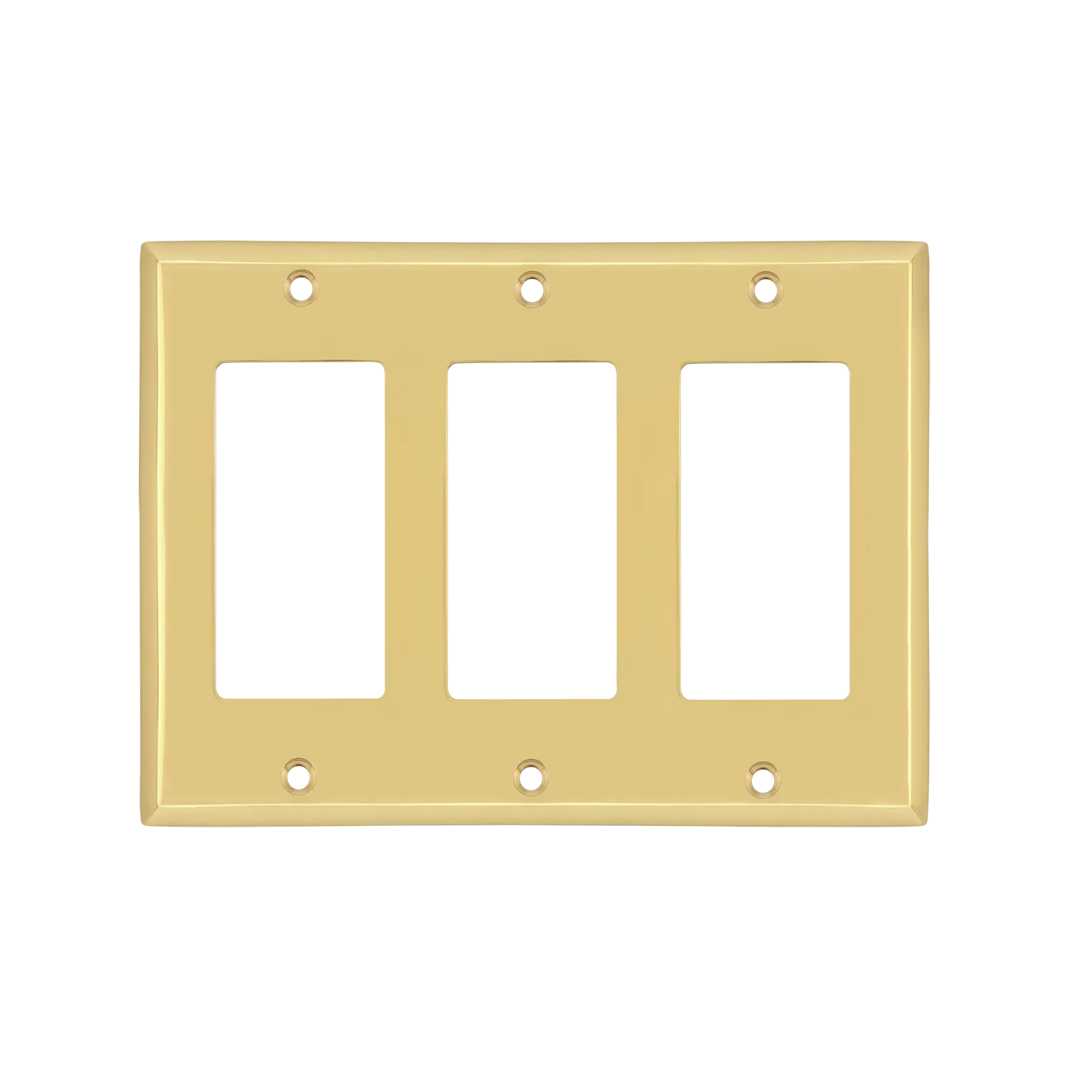 New York Switch Plate with Triple Rocker in Unlacquered Brass