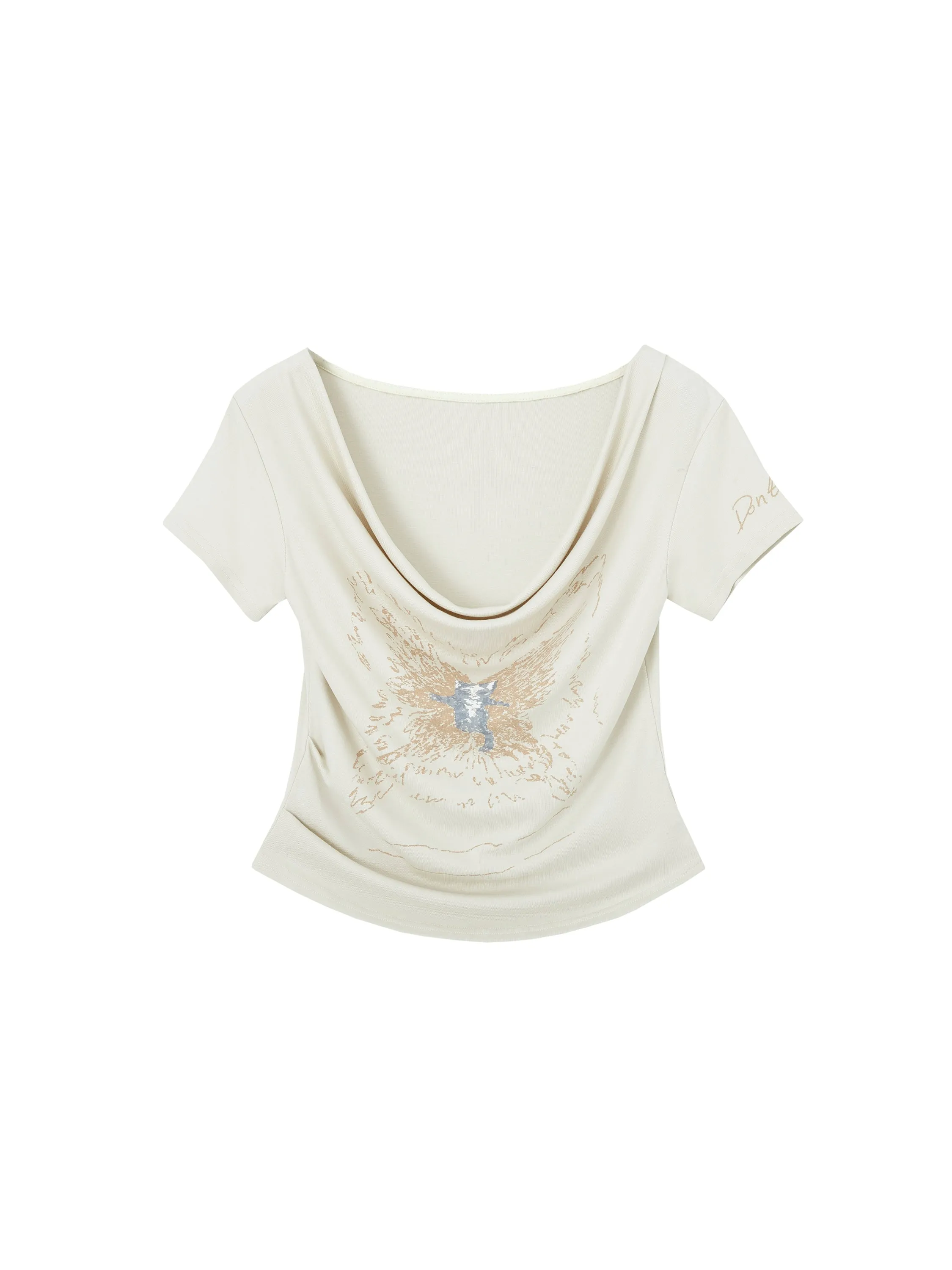 Of Akiva Butterfly Cowl Neck Tee