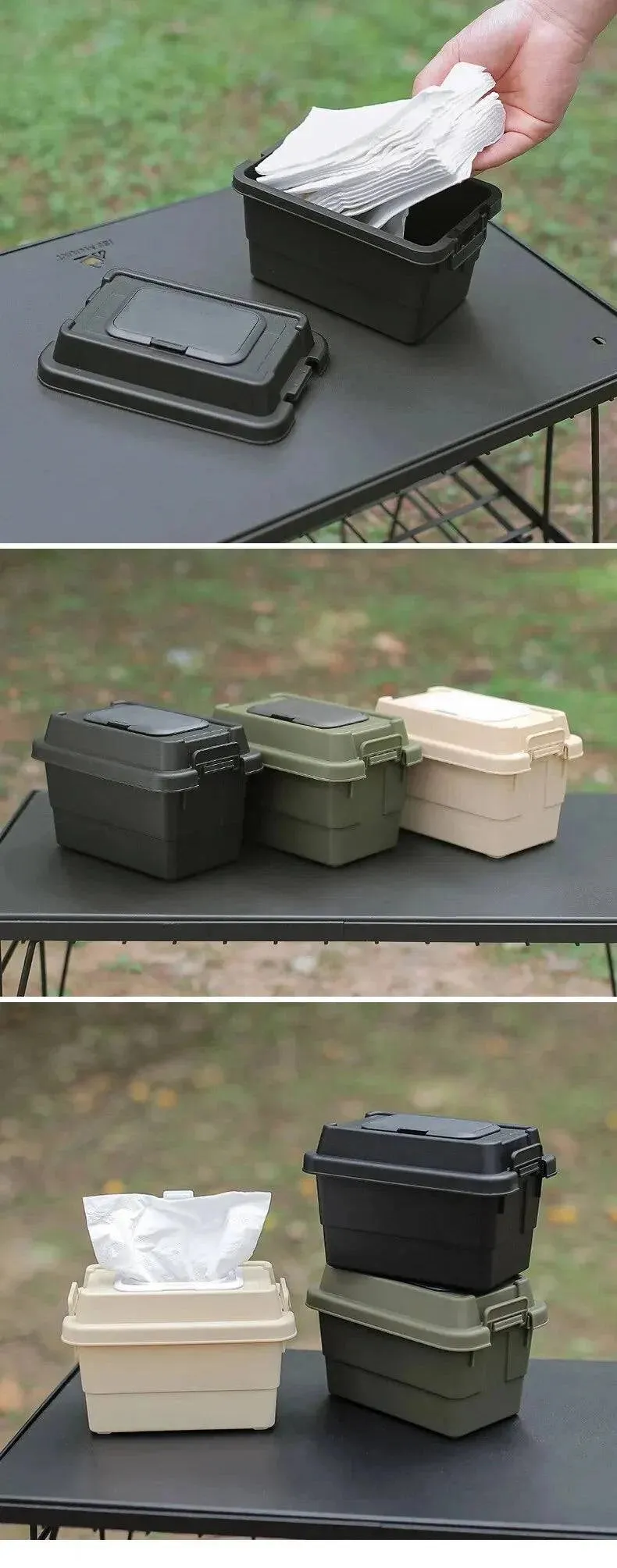 Outdoor Desktop Multifunctional Paper Drawer Storage Box Tissue Box Miscellaneous Bin Storage Box Camping Seasoning Bottle