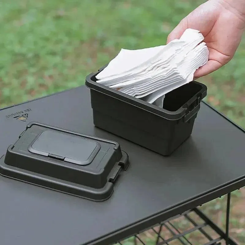 Outdoor Desktop Multifunctional Paper Drawer Storage Box Tissue Box Miscellaneous Bin Storage Box Camping Seasoning Bottle