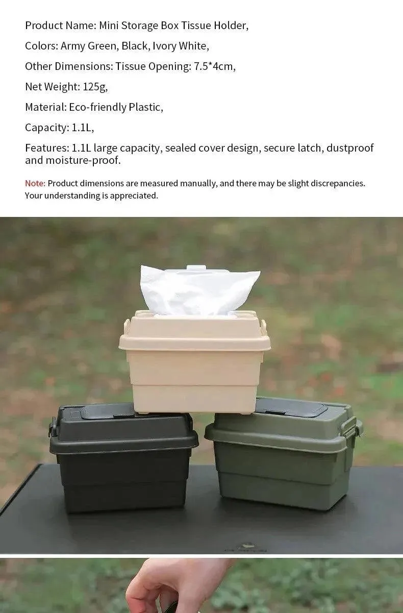 Outdoor Desktop Multifunctional Paper Drawer Storage Box Tissue Box Miscellaneous Bin Storage Box Camping Seasoning Bottle