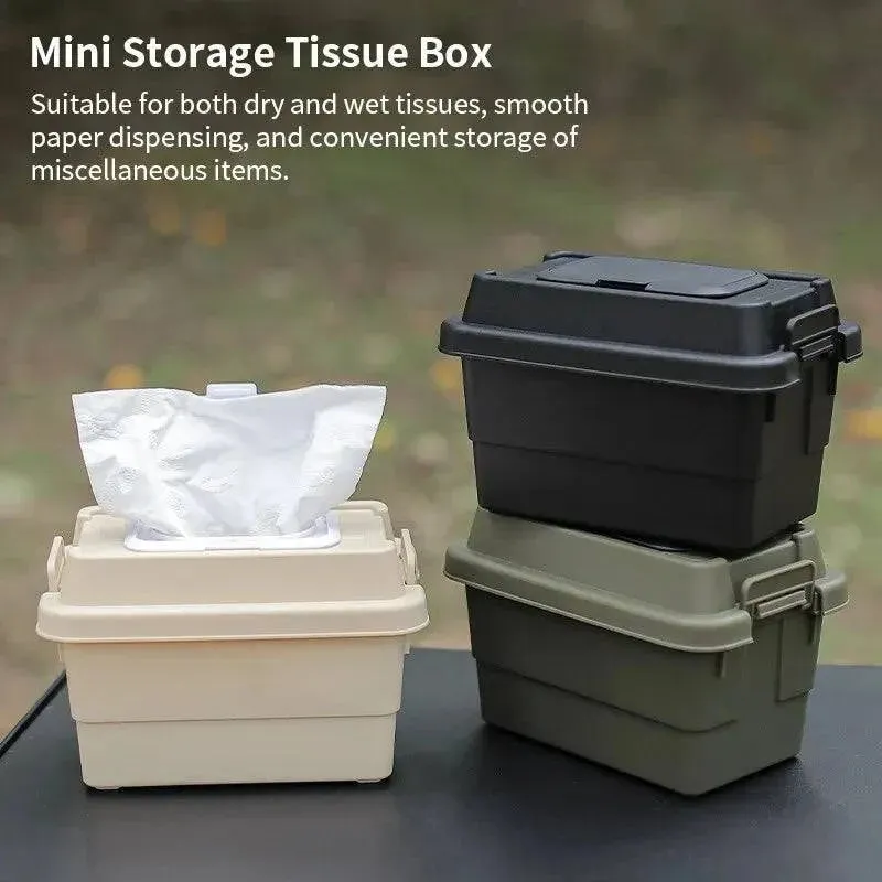 Outdoor Desktop Multifunctional Paper Drawer Storage Box Tissue Box Miscellaneous Bin Storage Box Camping Seasoning Bottle