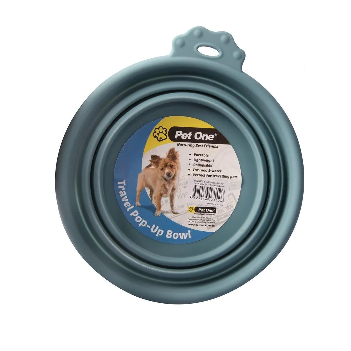 Pet One Travel Dog Bowl Blue Stone