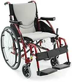 Red Ultra-Light Ergonomic Wheelchair | Only 25 lbs | With Removable Footrest