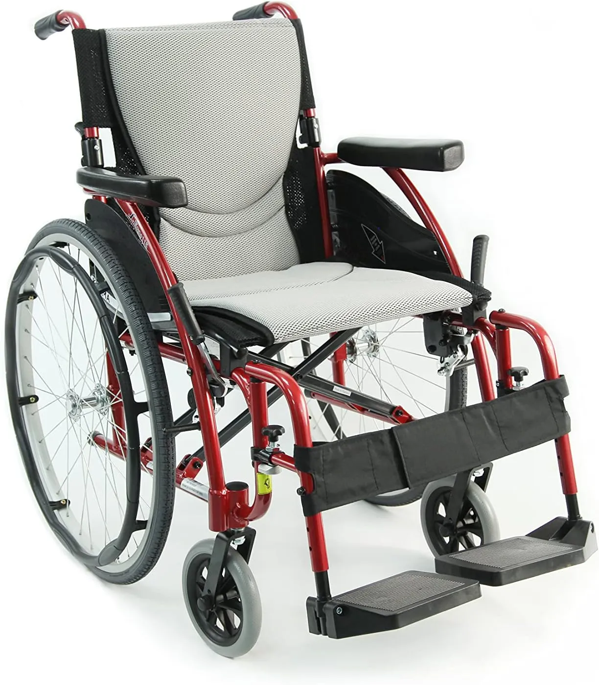 Red Ultra-Light Ergonomic Wheelchair | Only 25 lbs | With Removable Footrest