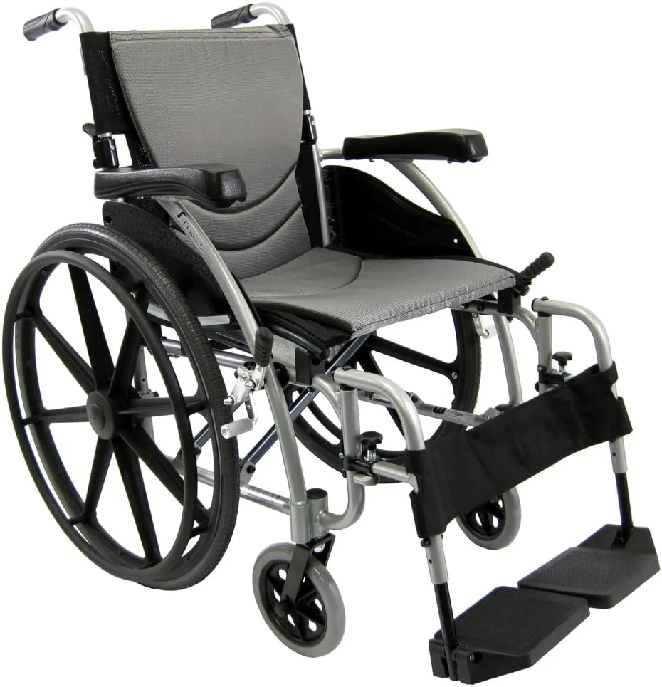 Red Ultra-Light Ergonomic Wheelchair | Only 25 lbs | With Removable Footrest