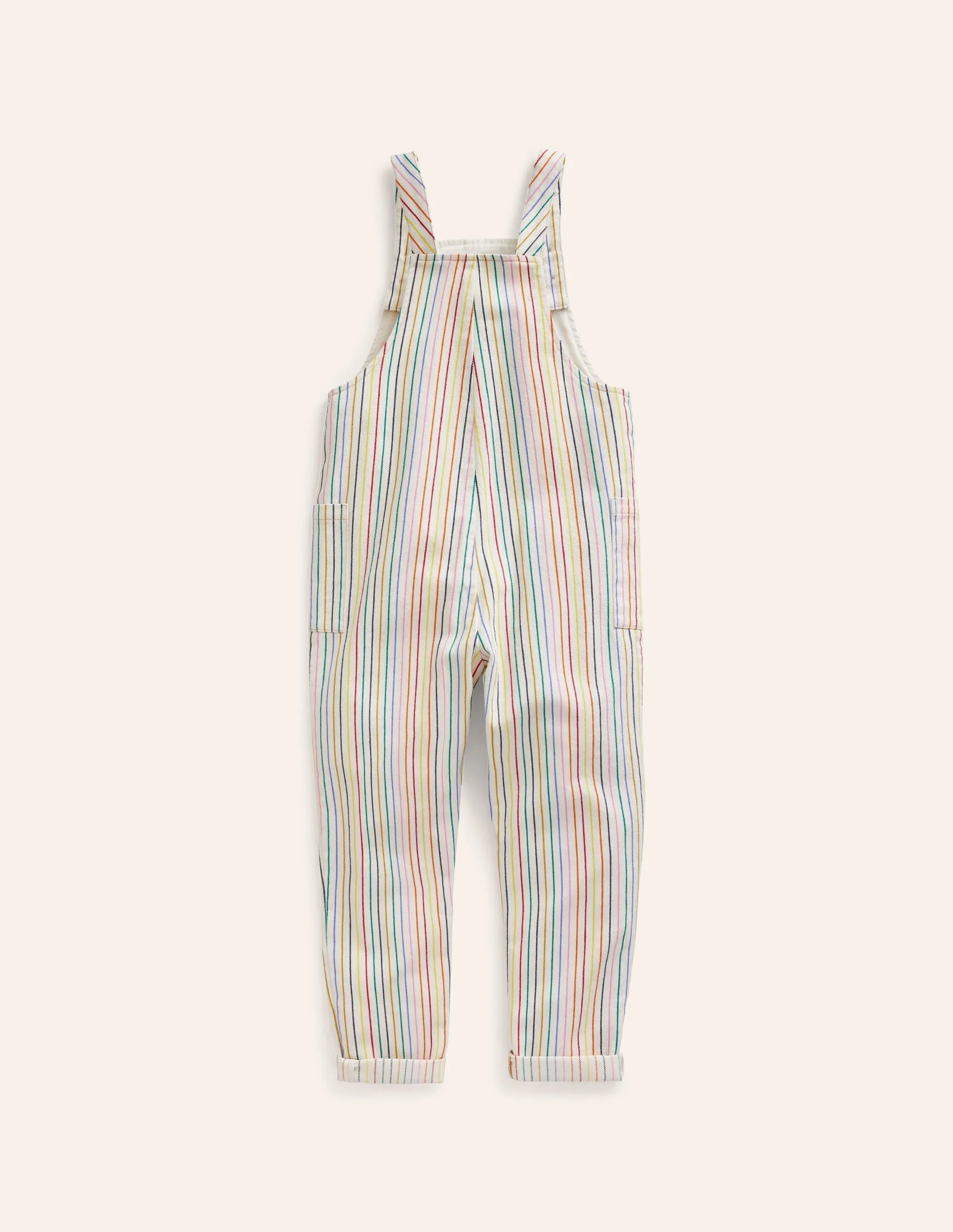Relaxed Dungarees-Ivory Multi Stripe