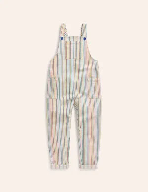 Relaxed Dungarees-Ivory Multi Stripe