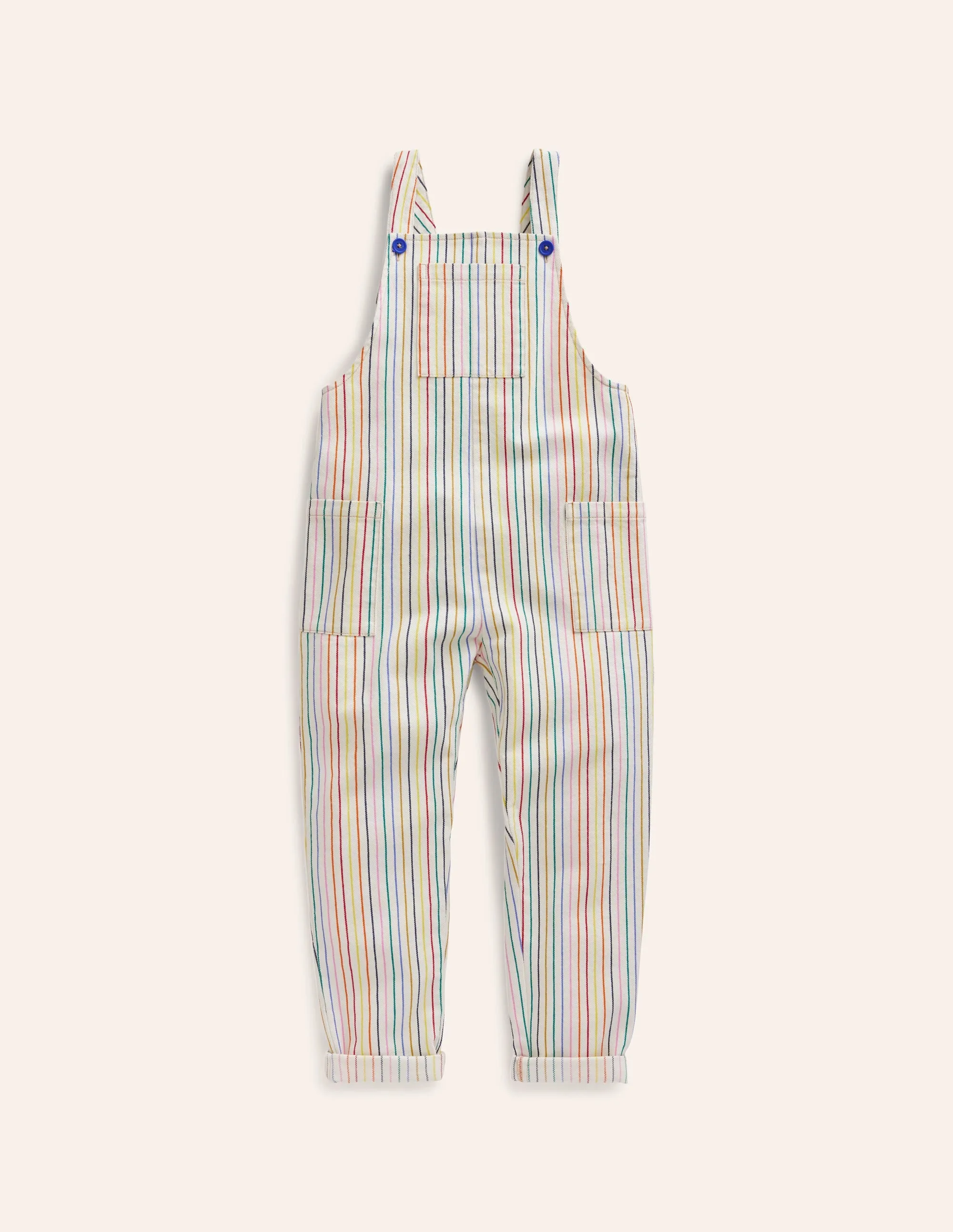 Relaxed Dungarees-Ivory Multi Stripe