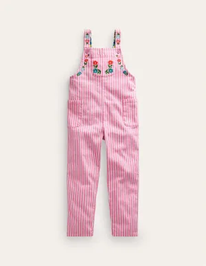 Relaxed Dungarees-Pink / Ivory Stripe