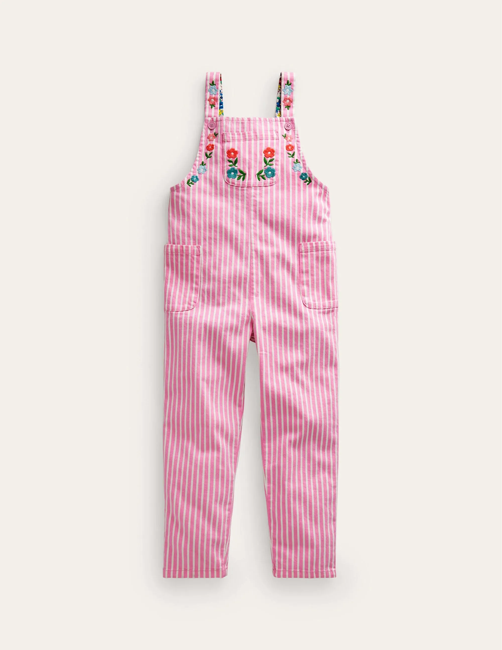 Relaxed Dungarees-Pink / Ivory Stripe