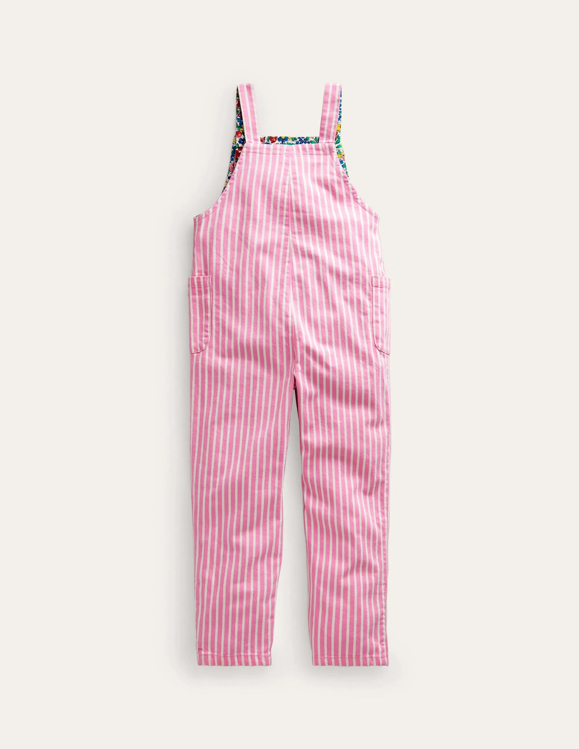 Relaxed Dungarees-Pink / Ivory Stripe