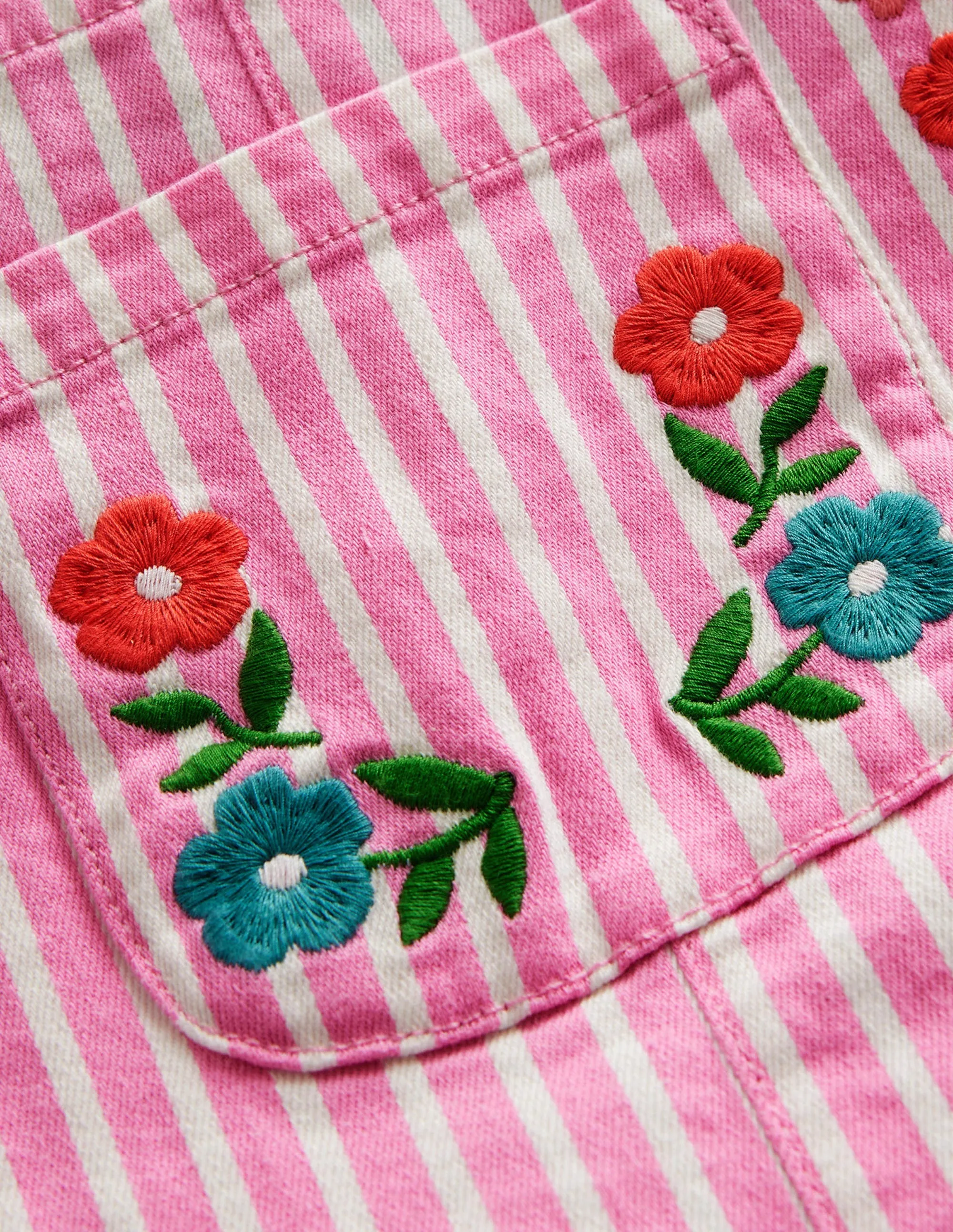 Relaxed Dungarees-Pink / Ivory Stripe