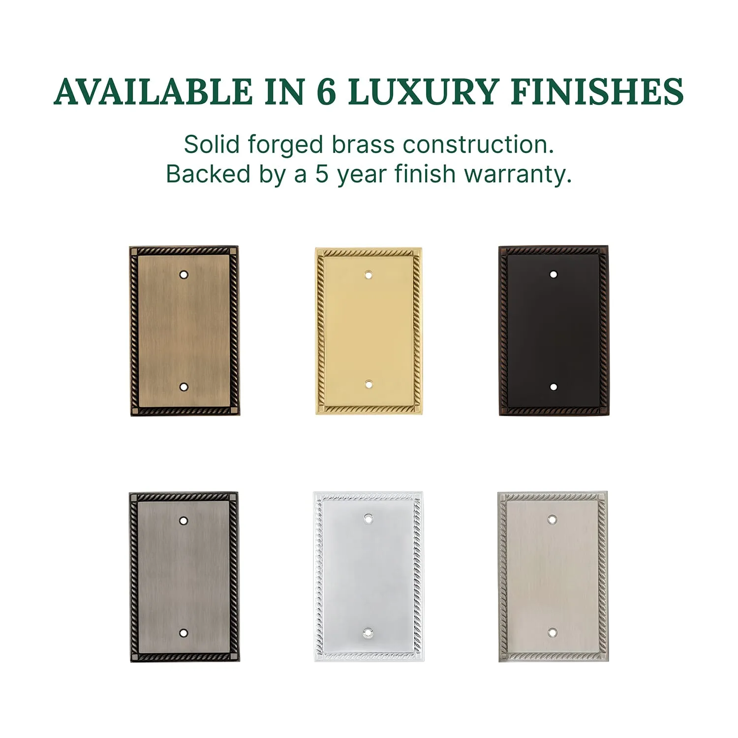 Rope Switch Plate with Blank Cover in Polished Brass
