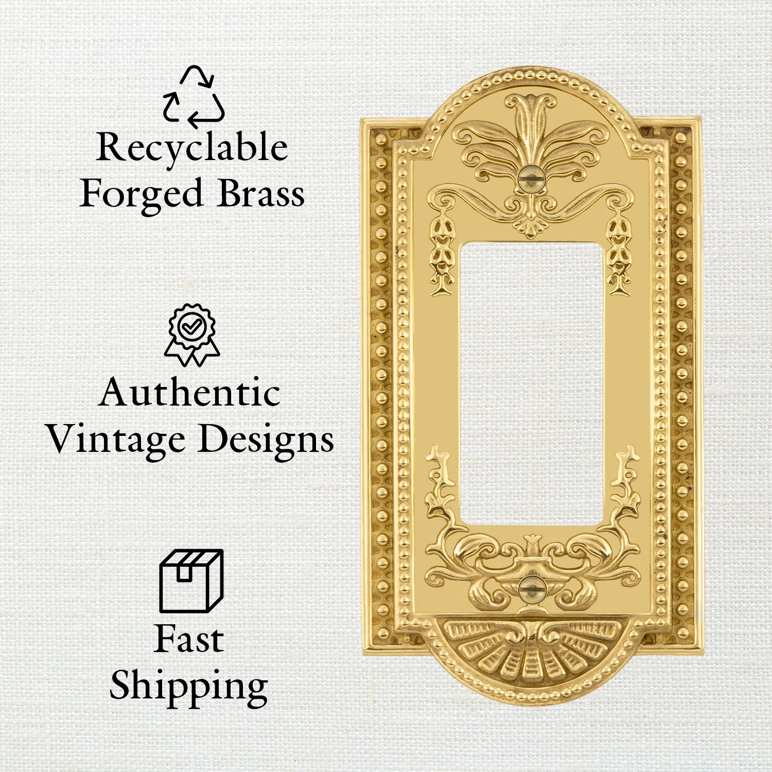 Rope Switch Plate with Double Rocker in Polished Brass