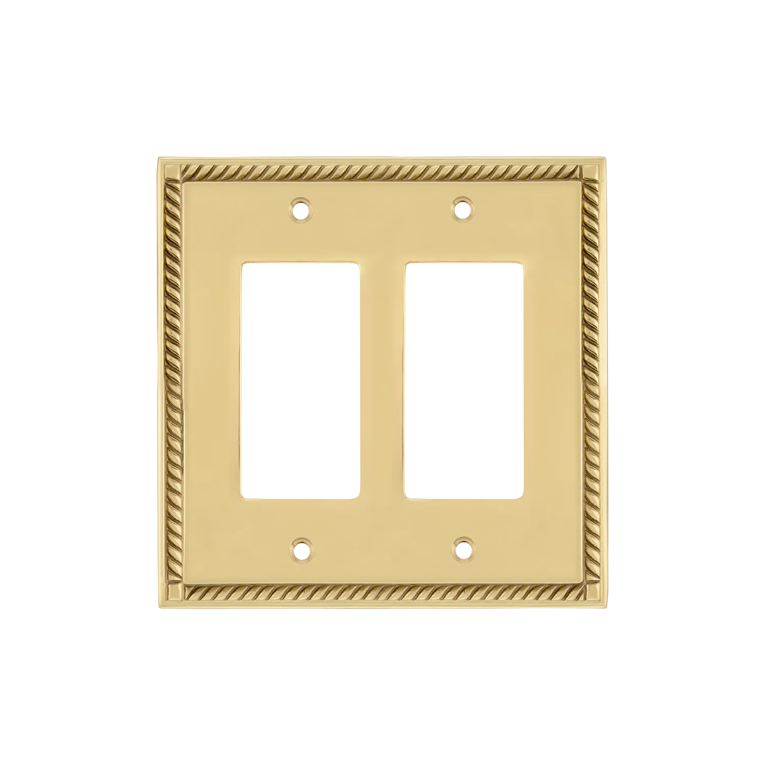 Rope Switch Plate with Double Rocker in Polished Brass
