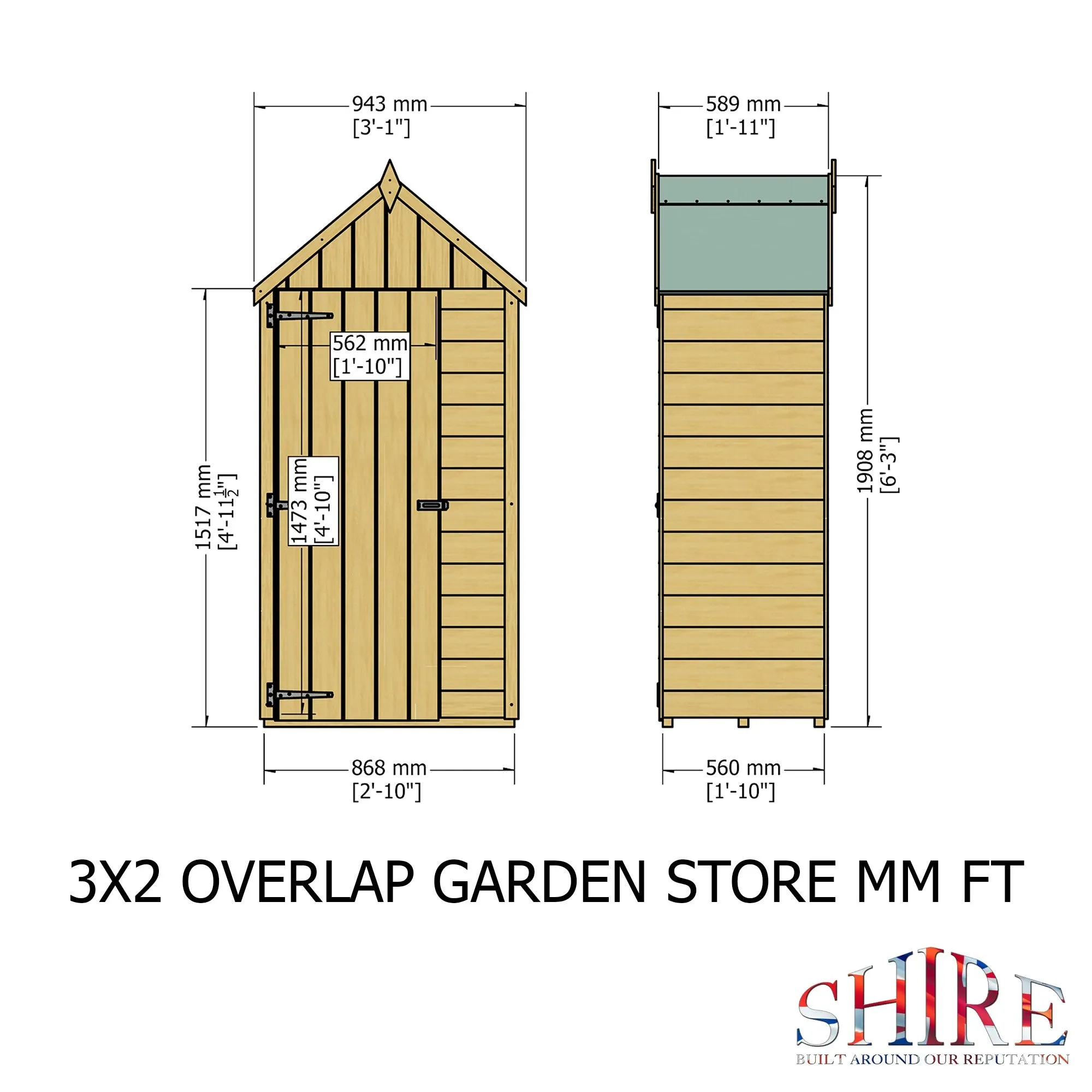 Shire Securstore 3' 1" x 2' Apex Garden Store - Budget Dip Treated Overlap