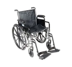 Silver Sport 2 Wheelchair Dual Axle Padded Fixed Height Full Arm Mag Black 18"