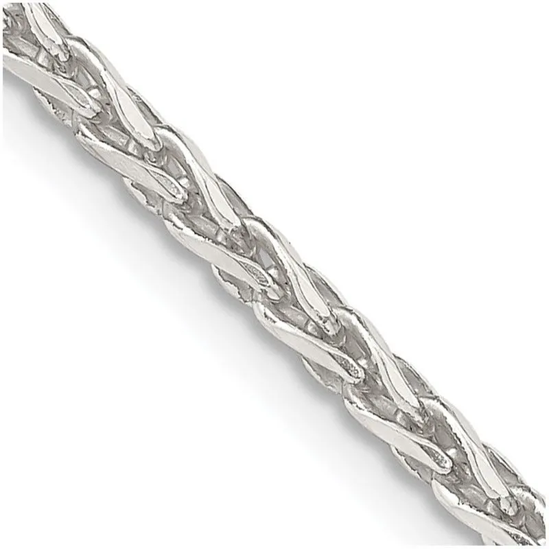 Sterling Silver 2.85mm Diamond-cut Round Spiga Chain Necklace