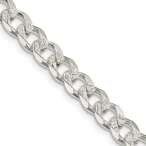 Sterling Silver 7mm Pav‚ Curb Chain Necklace