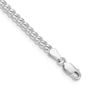 Sterling Silver Rhodium-plated 3.5mm Curb Chain Bracelet
