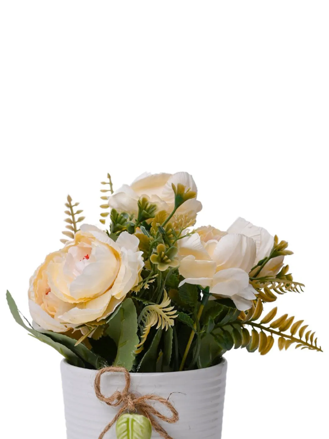 Stylish White Artificial Flower With Pot - 11 X 11 X 21Cm