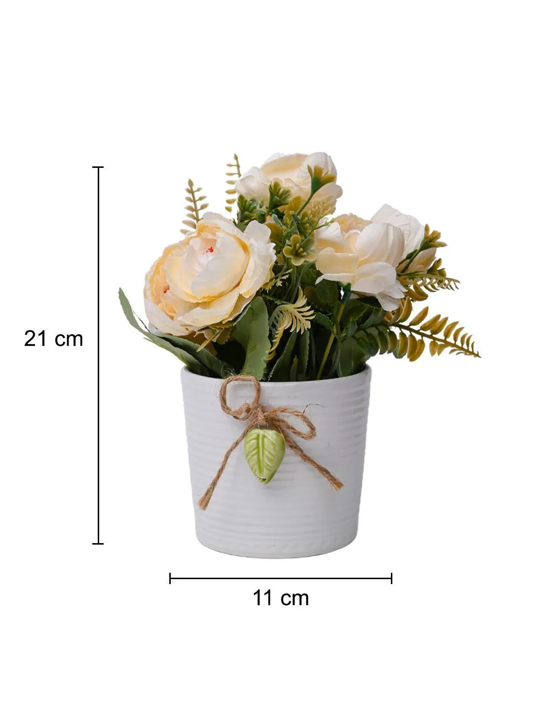 Stylish White Artificial Flower With Pot - 11 X 11 X 21Cm