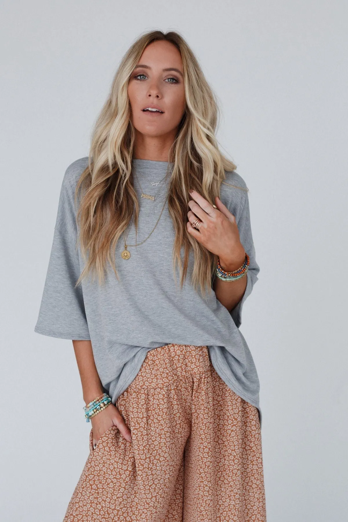 The Nest Must Have High Low Tee - Heather Gray