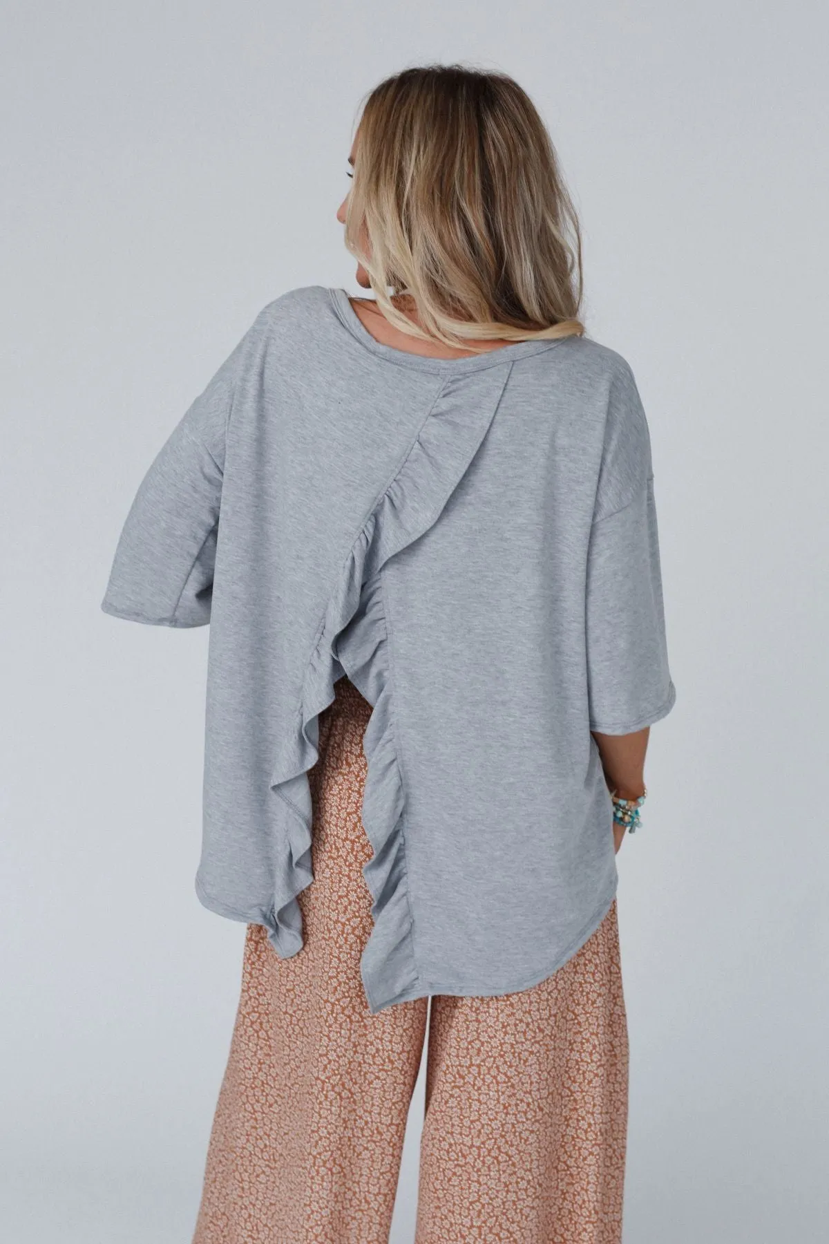 The Nest Must Have High Low Tee - Heather Gray