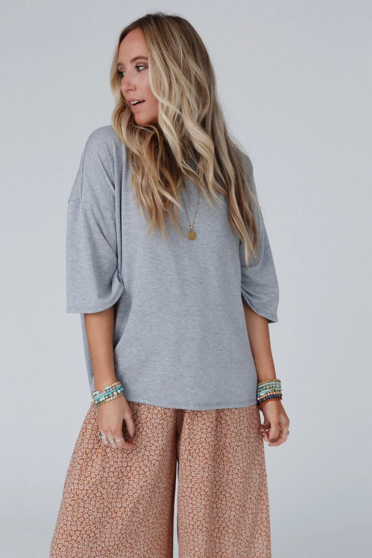 The Nest Must Have High Low Tee - Heather Gray