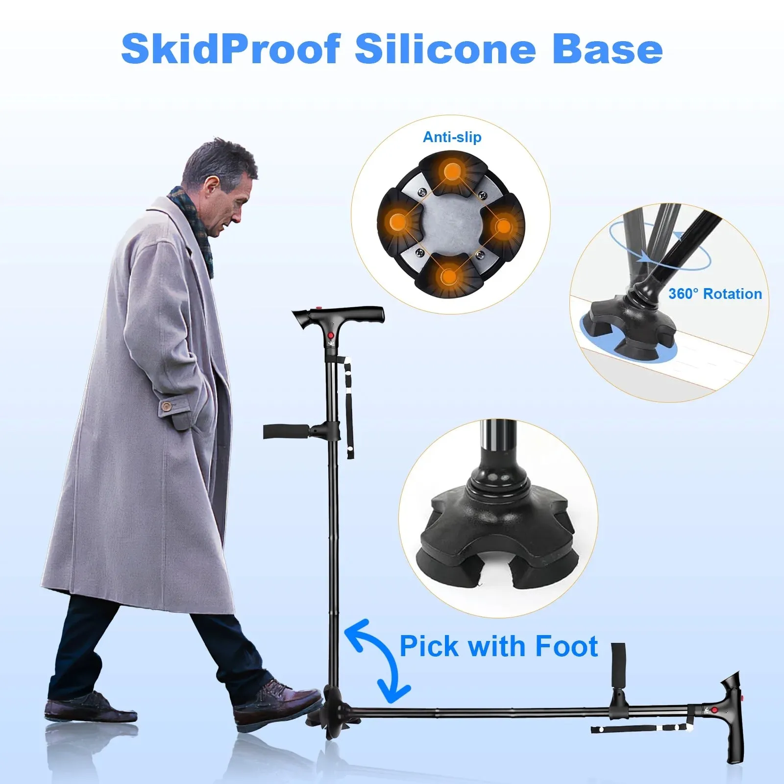 Walking Cane with LED Light Alarm