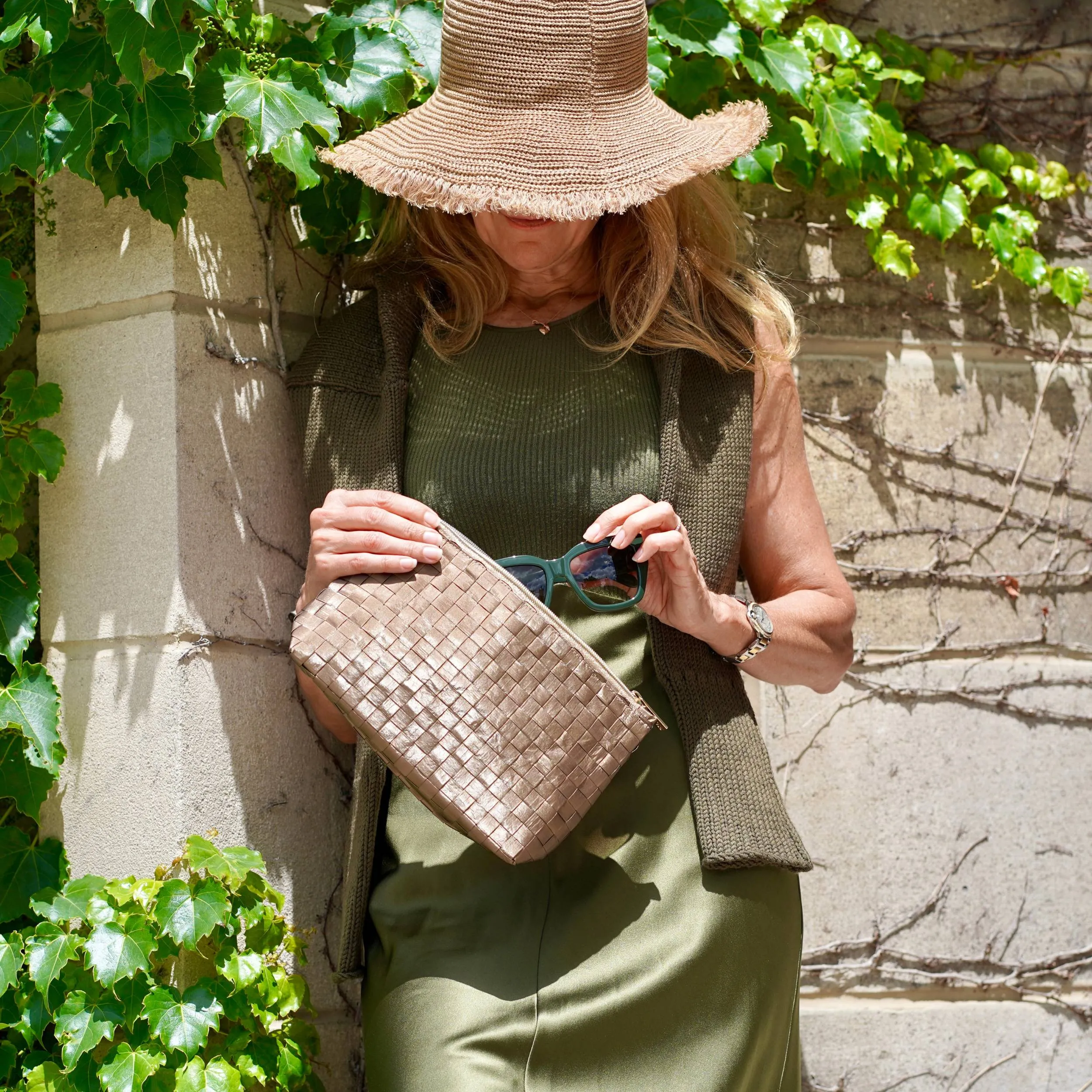 Woven Clutch to Purse - Golden Bronze